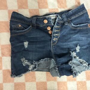 Distressed Blue Jean Shorts